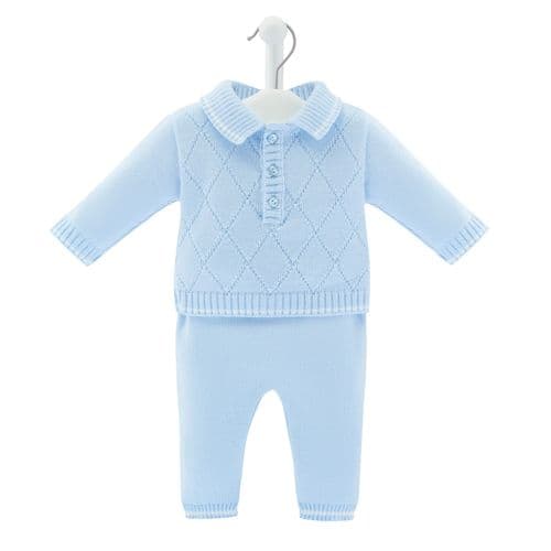 Knitted Diamond Two Piece - Blue