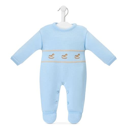 Knitted Rocking Horse Onesie - Blue