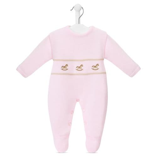 Knitted Rocking Horse Onesie - Pink