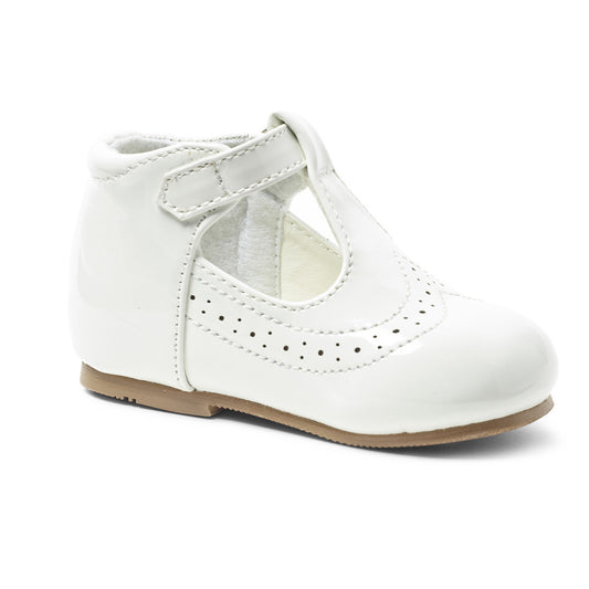 Jovi Patent T-Bar Shoes - White